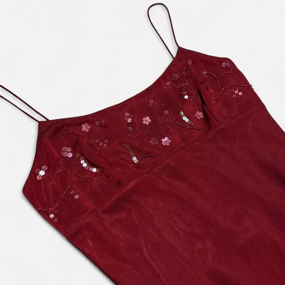 90s Red Beaded Midi Dress - Picture 3 of 8